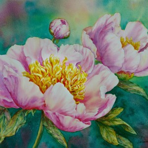 Pink Peonies In Watercolour